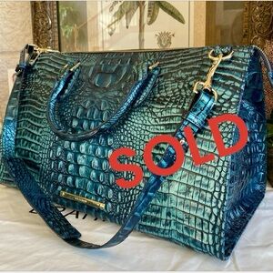 🚫SOLD🚫WEEKENDER VERDIGRIS Original CROC EMBOSSED BRAHMIN ANYWHERE WEEKENDER